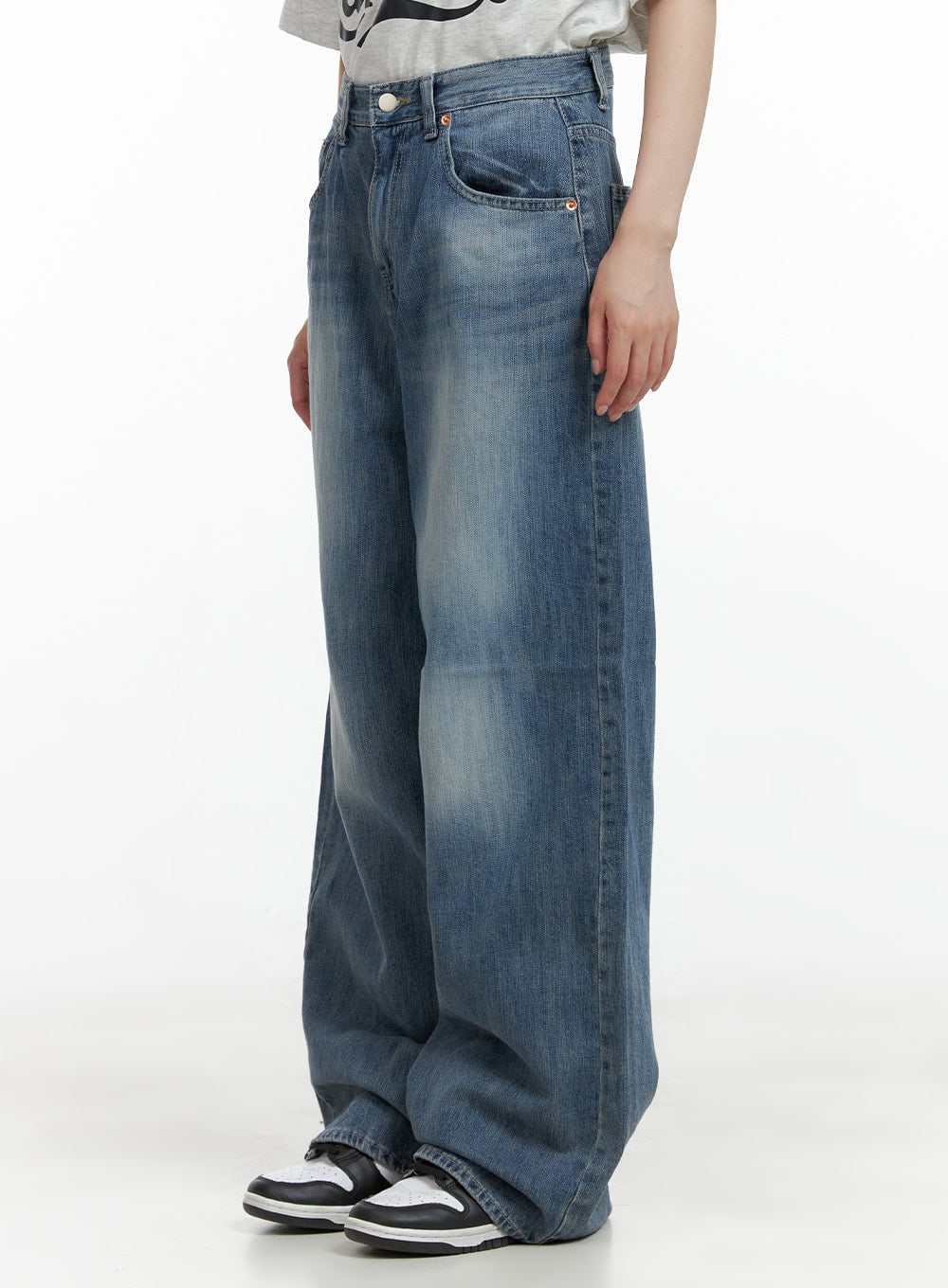 washed-loose-fit-baggy-jeans-cl402 / Blue