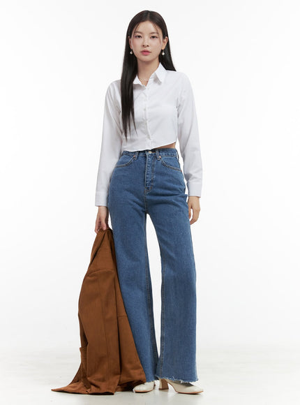 hallie-slim-flare-denim-jeans-oo416 / Blue