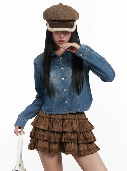 washed-denim-long-sleeve-shirt-cn528 / Blue