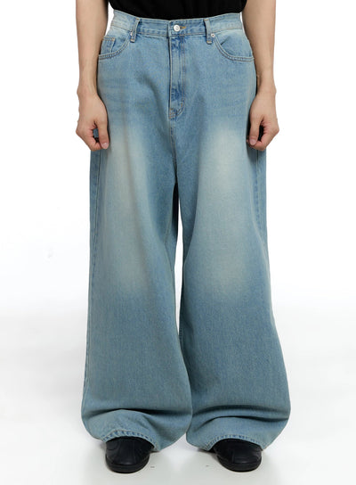 mens-mid-wash-baggy-jeans-ig520 / Blue