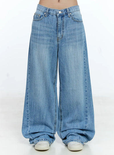 lina-wide-leg-denim-jeans-cg513 / Blue