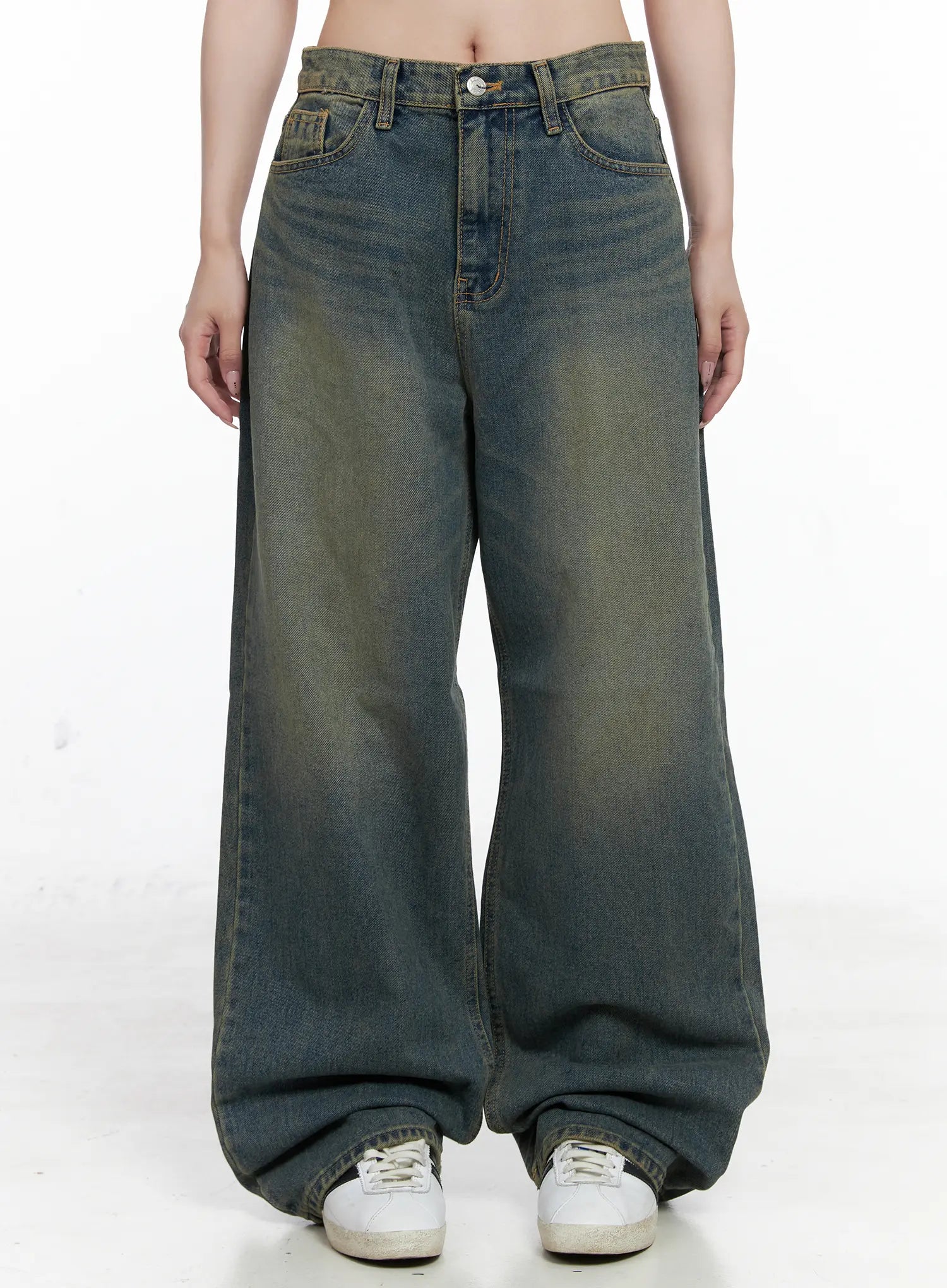 shelby-vintage-washed-wide-leg-jeans-co520 / Blue
