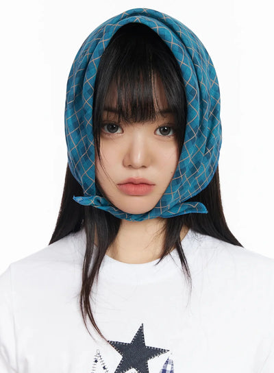 plaid-square-scarf-ia523 / Blue