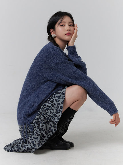 animal-print-ruffle-hem-mini-skirt-oj417 / Blue