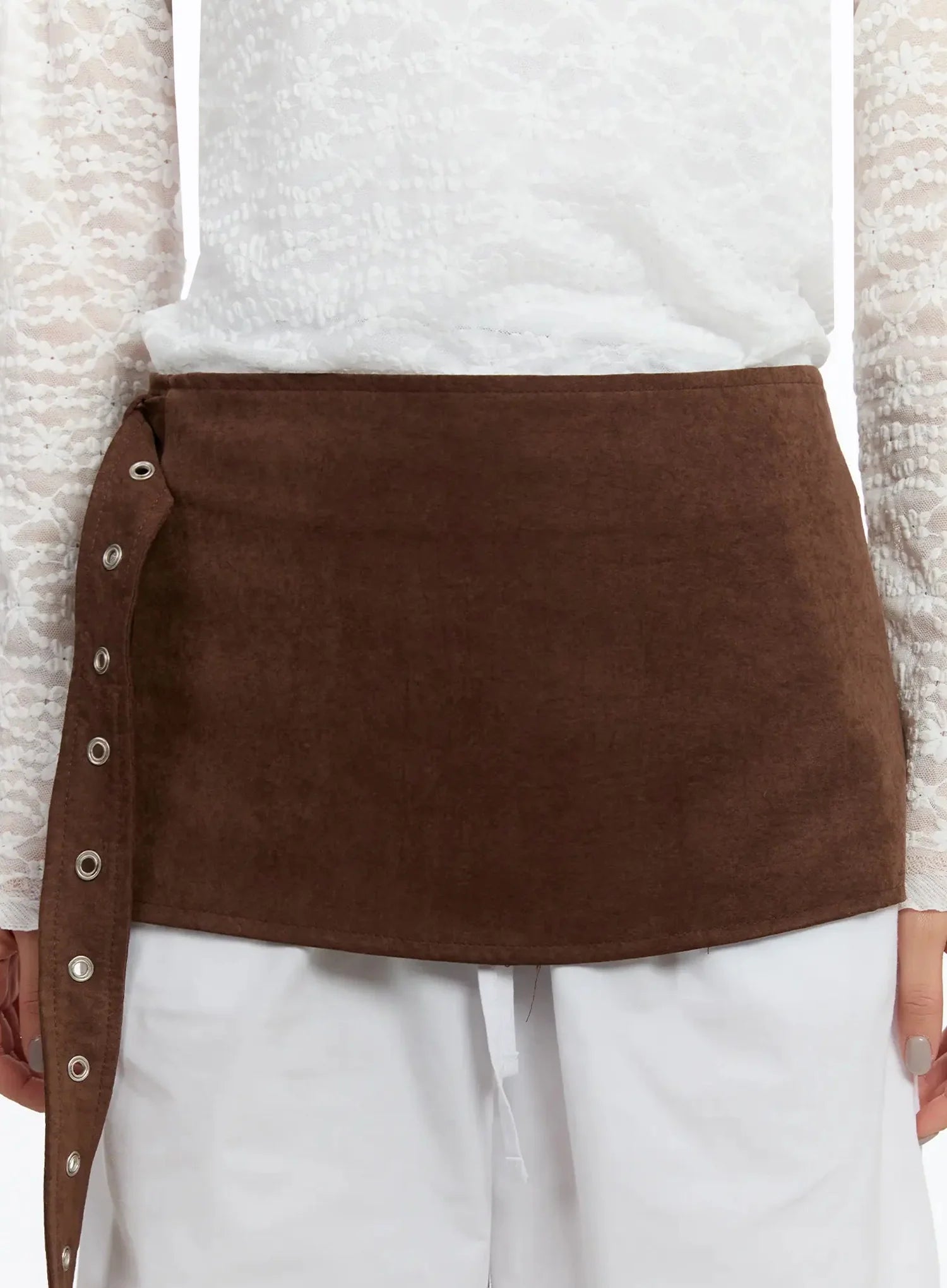 suede-wrap-belt-skirt-im509 / Brown