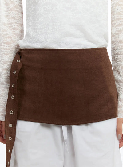 suede-wrap-belt-skirt-im509 / Brown
