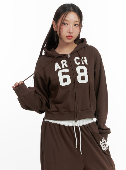 sports-loose-fit-crop-sweatshirt-co402 / Brown