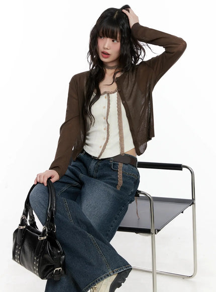 brown-sheer-cardigan-il531 / Brown