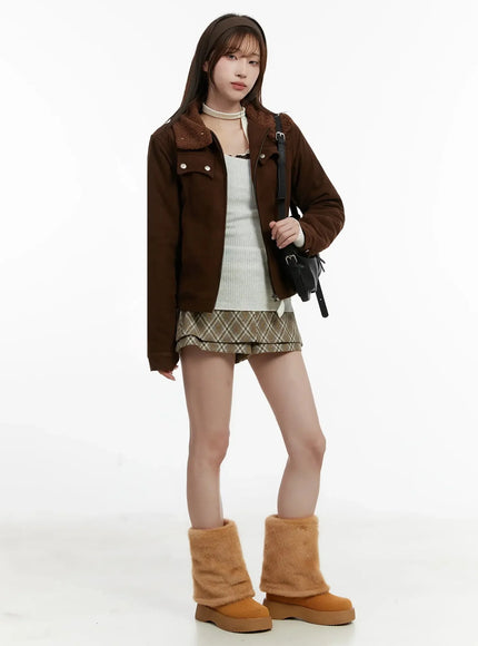 corduroy-slim-fit-jacket-ij521 / Brown