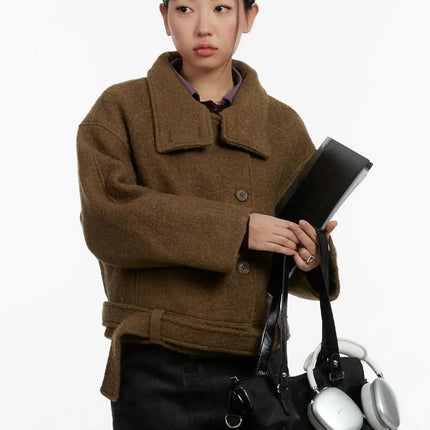 quilted-short-button-up-jacket-id525 / Brown