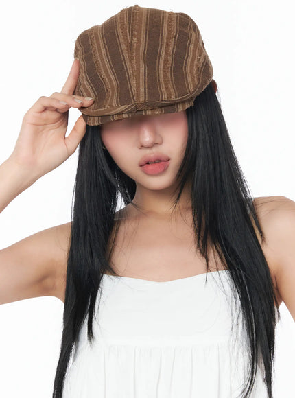 retro-style-stripe-cap-cy513 / Brown