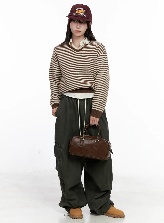 casual-plaid-long-sleeve-top-co520 / Brown