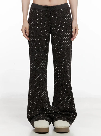 polka-dot-bootcut-flare-pants-in514 / Brown