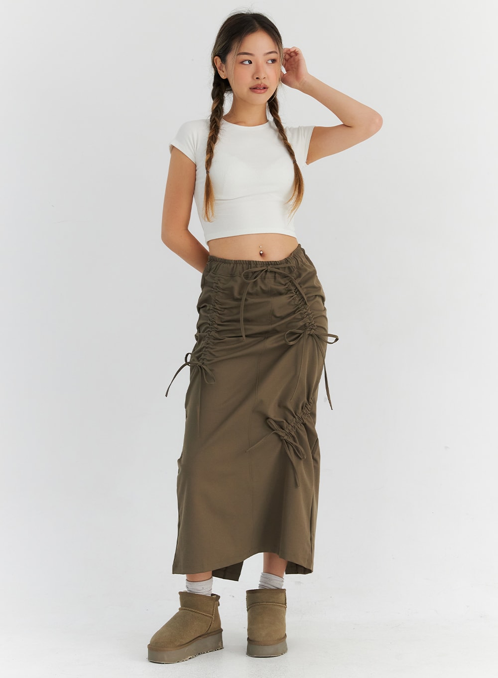 Shirring Maxi Skirt CN310