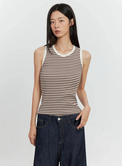 striped-knit-tank-top-il528 / Brown