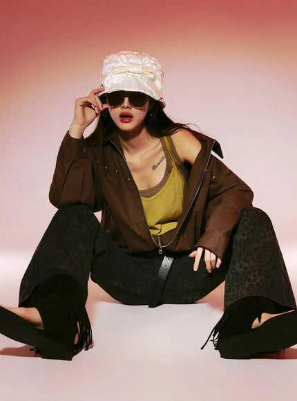 urban-studded-bomber-jacket-ia508 / Brown