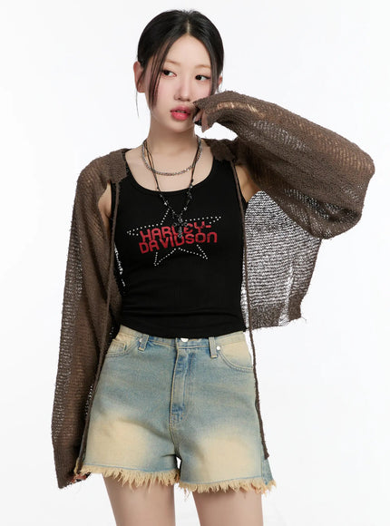 mesh-knit-bolero-jacket-cm511 / Brown