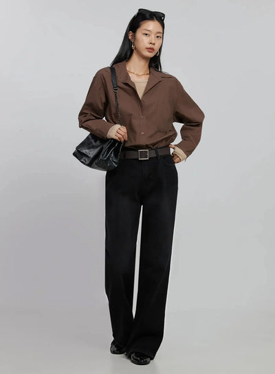 oversized-button-up-shirt-id516 / Brown