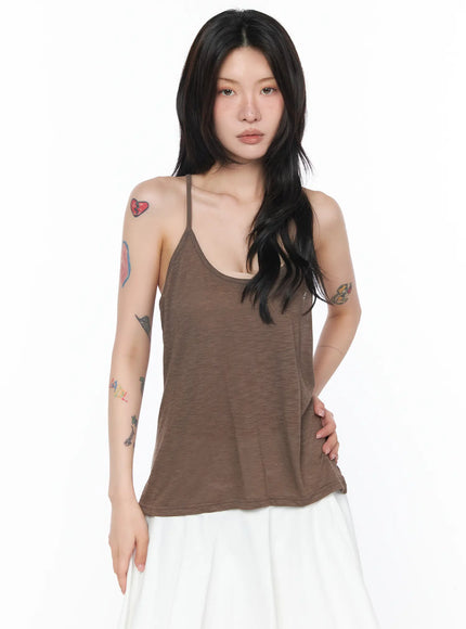 basic-loose-fit-tank-top-ca527 / Brown