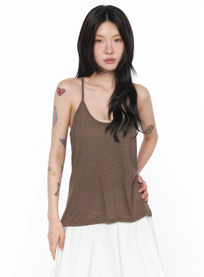 basic-loose-fit-tank-top-ca527 / Brown