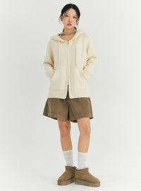 midi-corduroy-oversized-shorts-cn303 / Dark beige