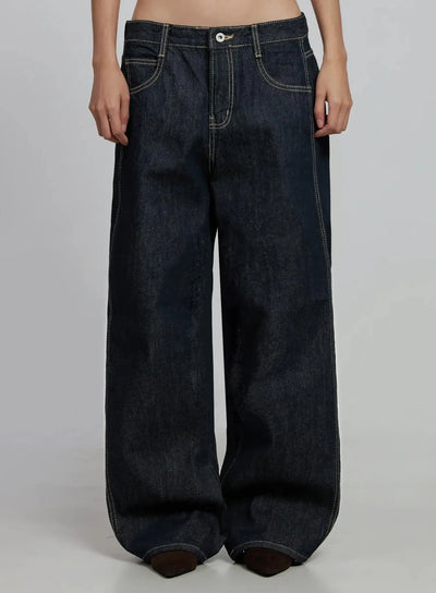 jillian-dark-wash-casual-straight-jeans-im520 / Dark blue