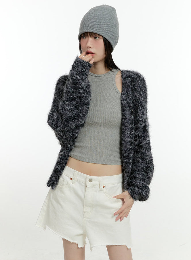 fuzzy-long-sleeve-cardigan-cg401 / Dark blue