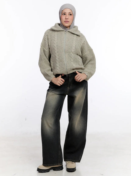 gustav-double-waist-washed-baggy-jeans-cs524 / Dark blue