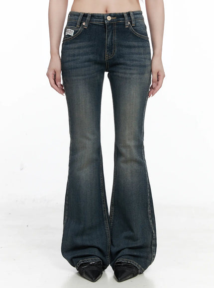 rose-washed-bootcut-jeans-co520 / Dark blue