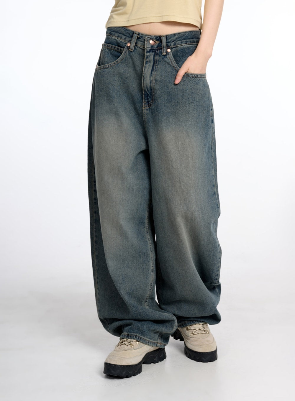 Vintage Low Rise Baggy Jeans CM415 Acubi style LEWKIN – LEWKIN