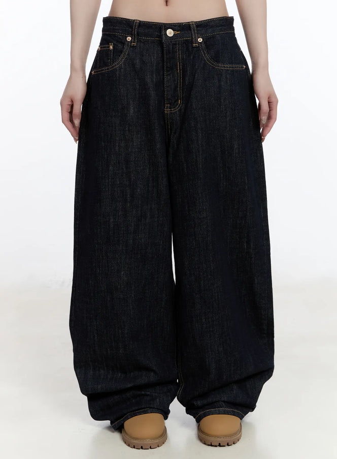 cece-no-fade-wide-leg-jeans-ca501 / Dark blue