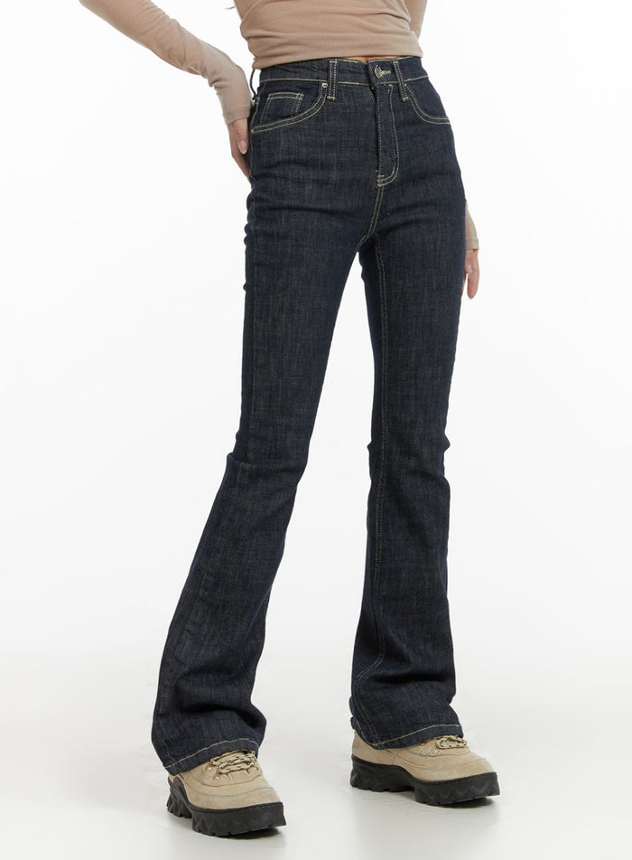 high-rise-slim-fit-bootcut-jeans-ca403 / Dark blue