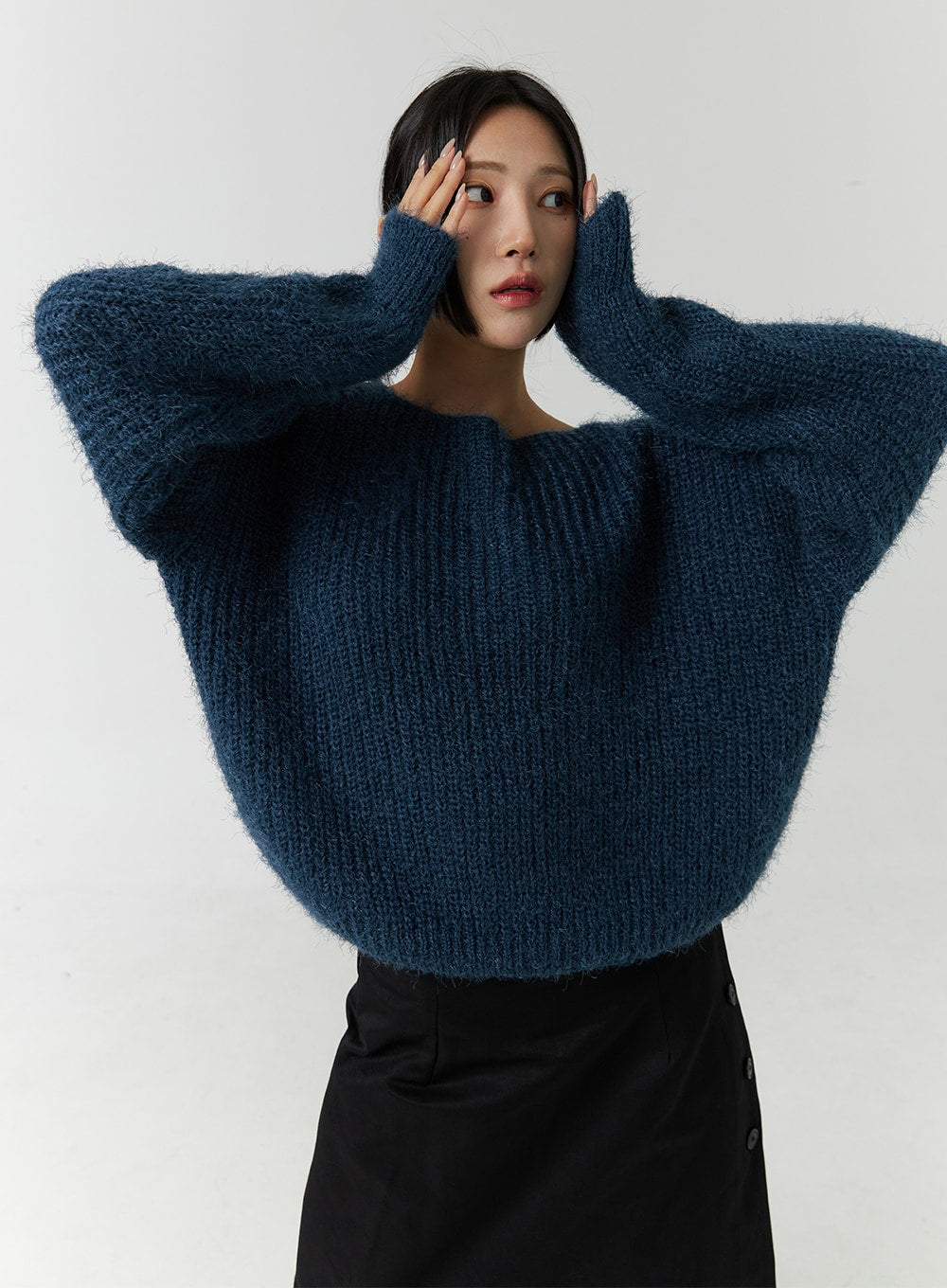 Boat neck shop knit sweater