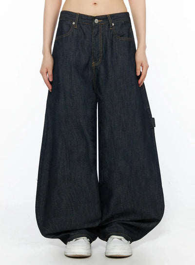 ami-wide-leg-cargo-jeans-iy526 / Dark blue