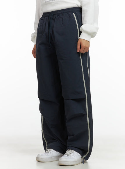 nylon-banded-string-wide-leg-pants-co410 / Dark blue