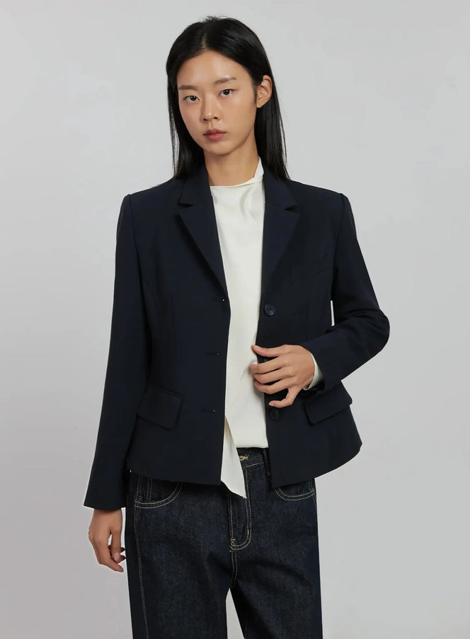 tailored-single-button-jacket-ij509 / Dark blue