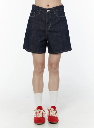 classic-high-waist-denim-shorts-iu505 / Dark blue