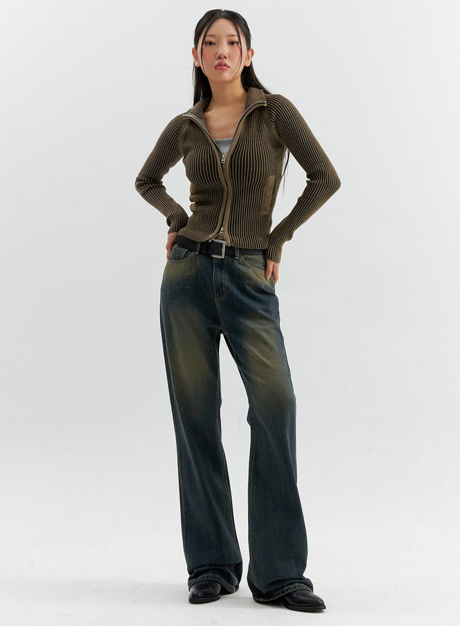 vintage-wash-flare-jeans-co306 / Dark blue