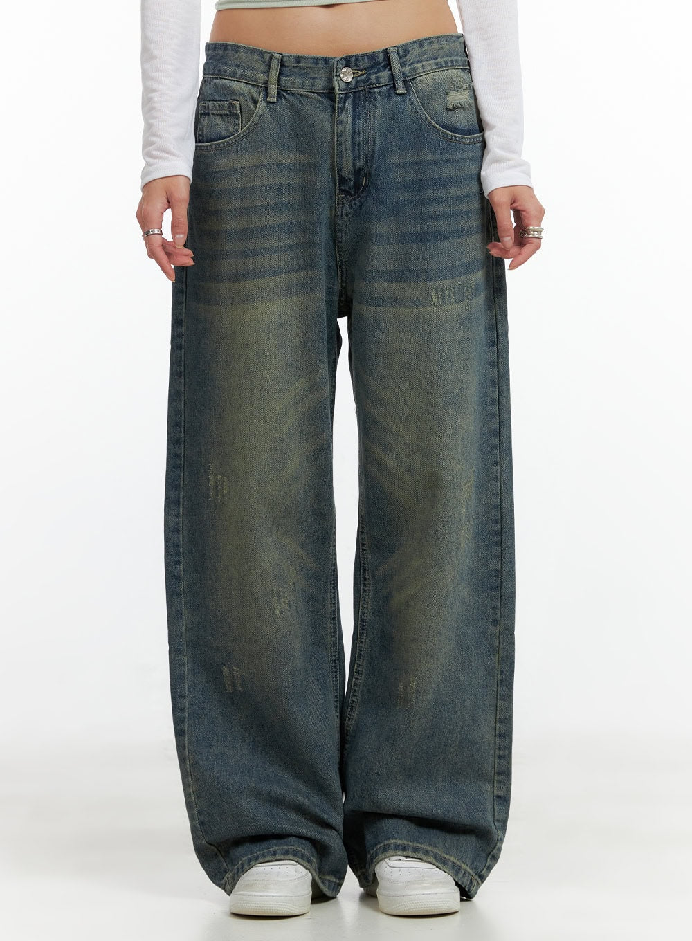 dark-washed-denim-baggy-jeans-cl404 / Dark blue