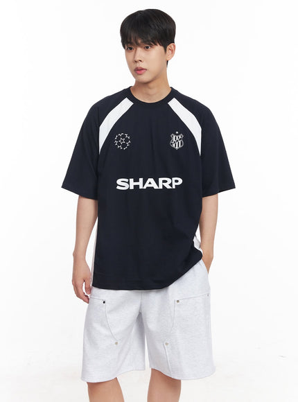 mens-loose-fit-graphic-raglan-t-shirt-iy520 / Dark blue