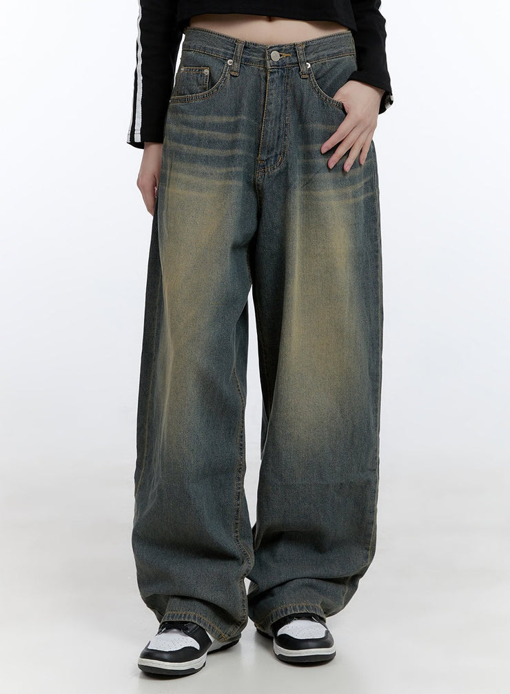 edna-washed-baggy-denim-jeans-cg413 / Dark blue