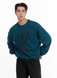 mens-graphic-cotton-crew-neck-sweatshirt-ia401 / Dark blue