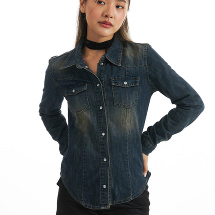 timeless-tailored-denim-shirt-co318 / Dark blue