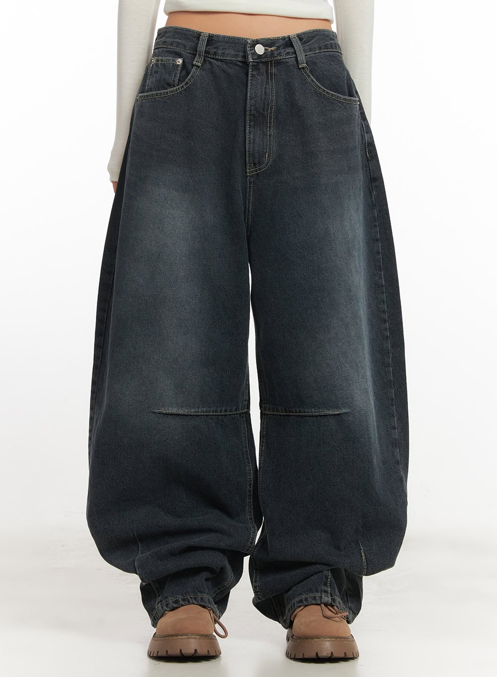 giselle-stitched-balloon-fit-jeans-cf526 / Dark blue