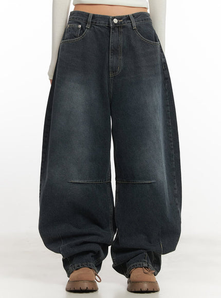 giselle-stitched-balloon-fit-jeans-cf526 / Dark blue