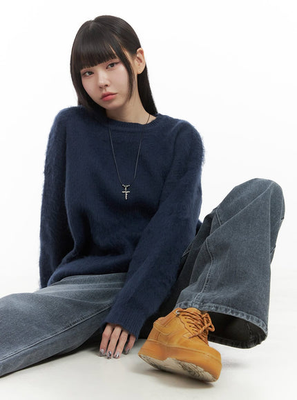 oversized-fuzy-soft-knit-sweater-oo401 / Dark blue