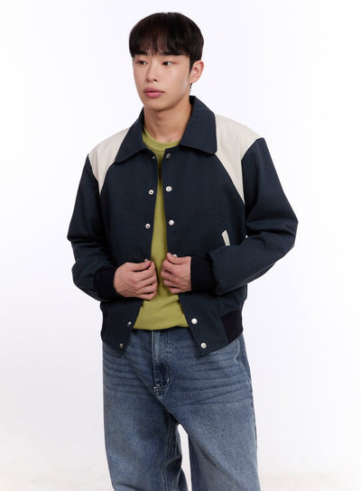 mens-two-tone-varsity-jacket-im512 / Dark blue
