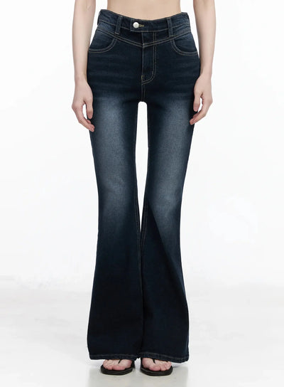 skylar-high-waist-flare-jeans-iy511 / Dark blue
