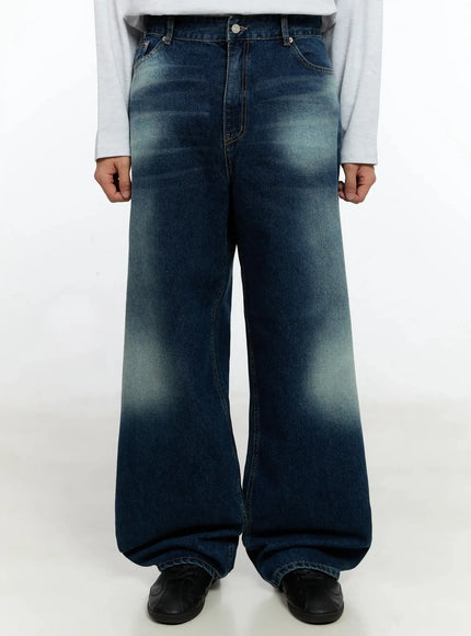 mens-washed-loose-fit-jeans-in506 / Dark blue