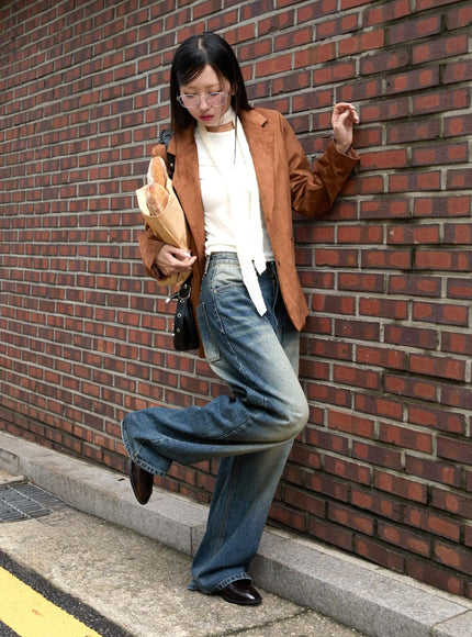 lilian-vintage-wash-wide-leg-jeans-cs518 / Dark blue